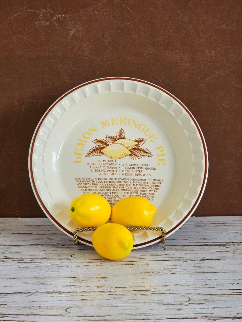 Vintage Lemon Meringue Pie Plate, Recipe Decor, Made in Japan